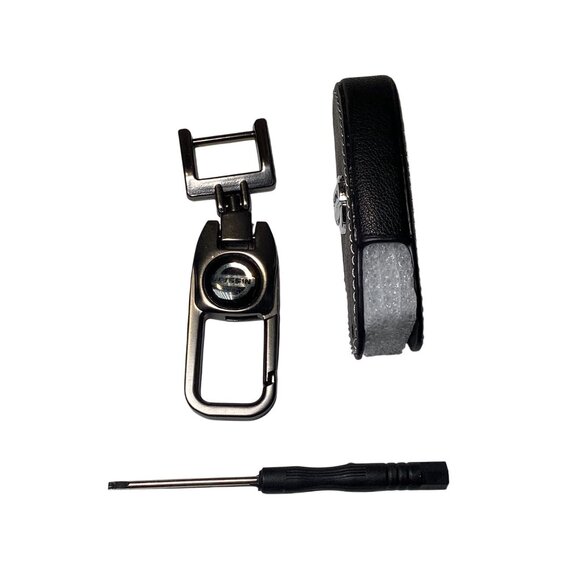 For Nissan Premium Key Fob and Key Chain Faux Black Leather New - Picture 3 of 4